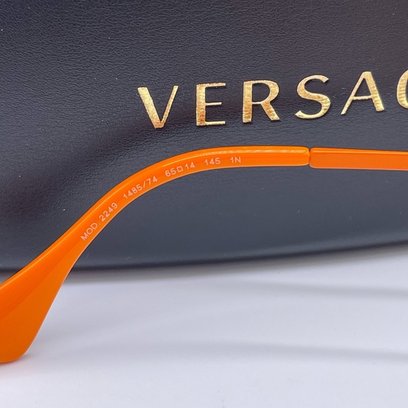 NEW VERSACE VE2249 1485/74 AVIATOR SUNGLASSES VERSACE MOD 2249 ORANGE AVIATOR - Picture 12 of 15